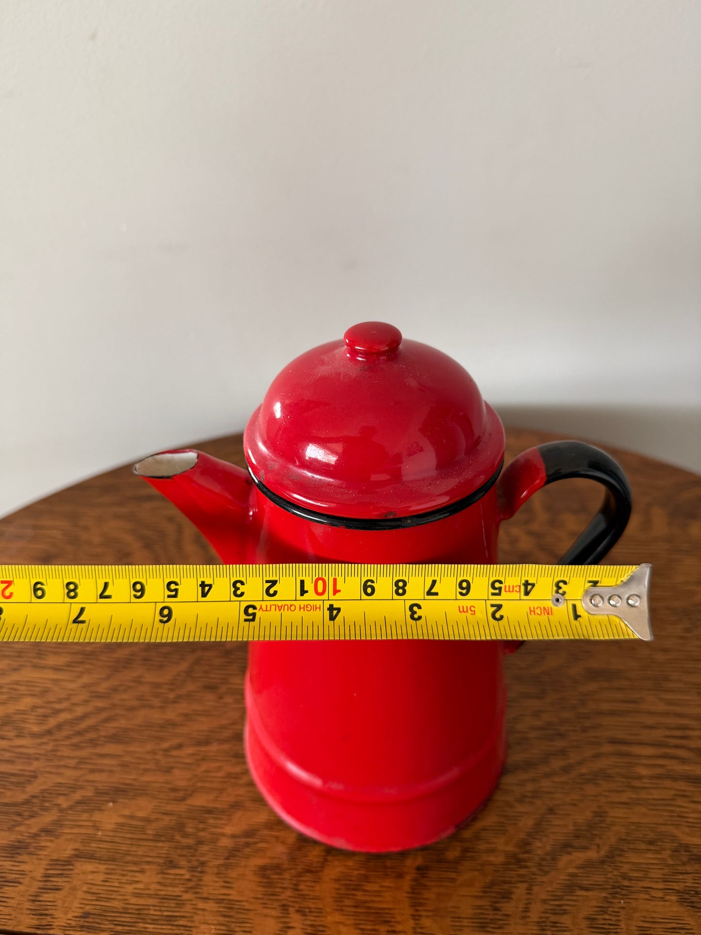 Vintage Red Polish Enamel Coffee Pot with Lid – Made in Poland