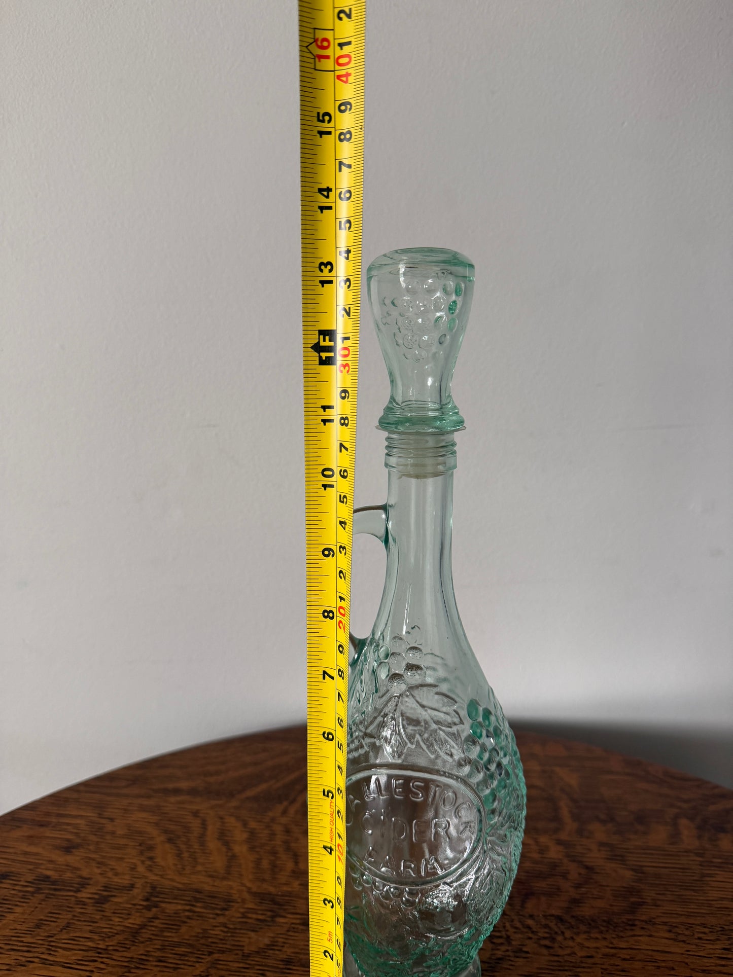 Caulestock Cider Farm Embossed Glass Decanter with Stopper – 13”