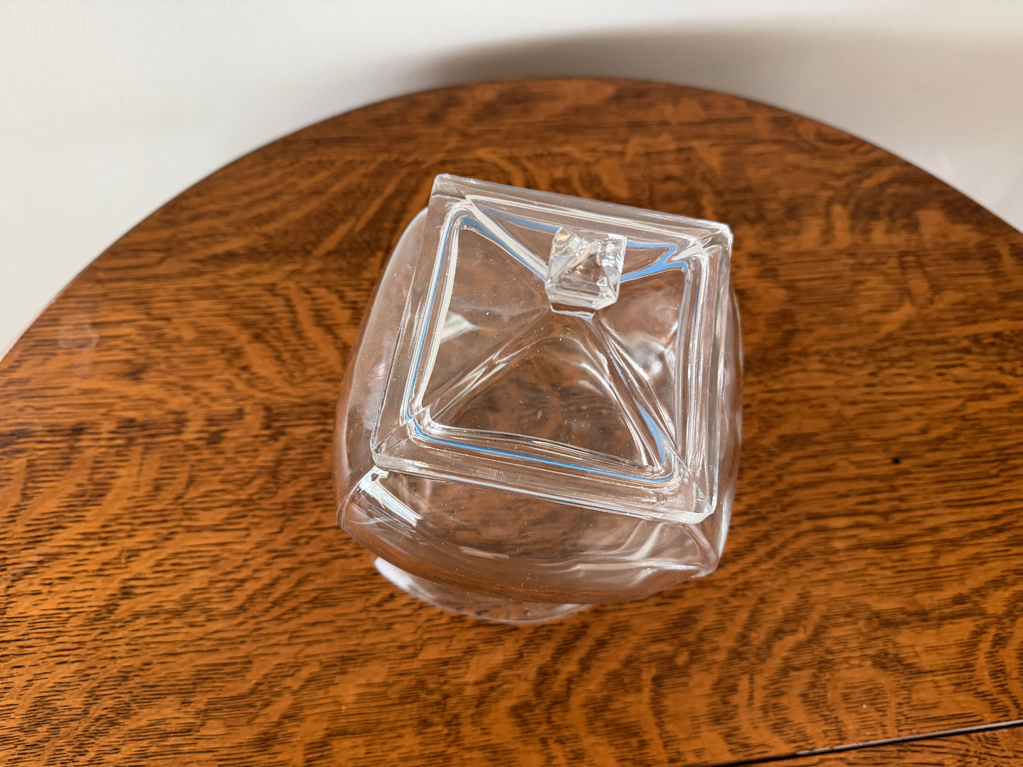 Vintage Clear Glass Candy Jar with Lid – Geometric Design