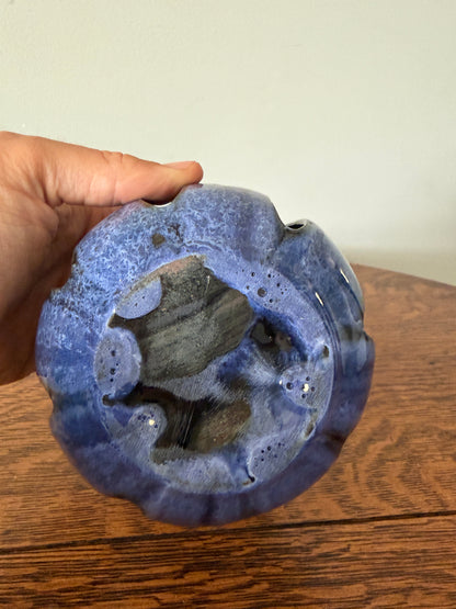Handmade Blue Glazed Pottery Candle Lantern – Studio Ceramic Votive Holder