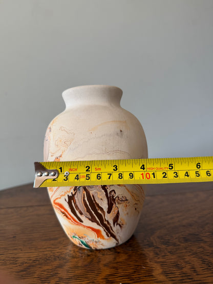 Handcrafted Art Pottery Vase – Marbled Earth Tone Decorative Ceramic Vase
