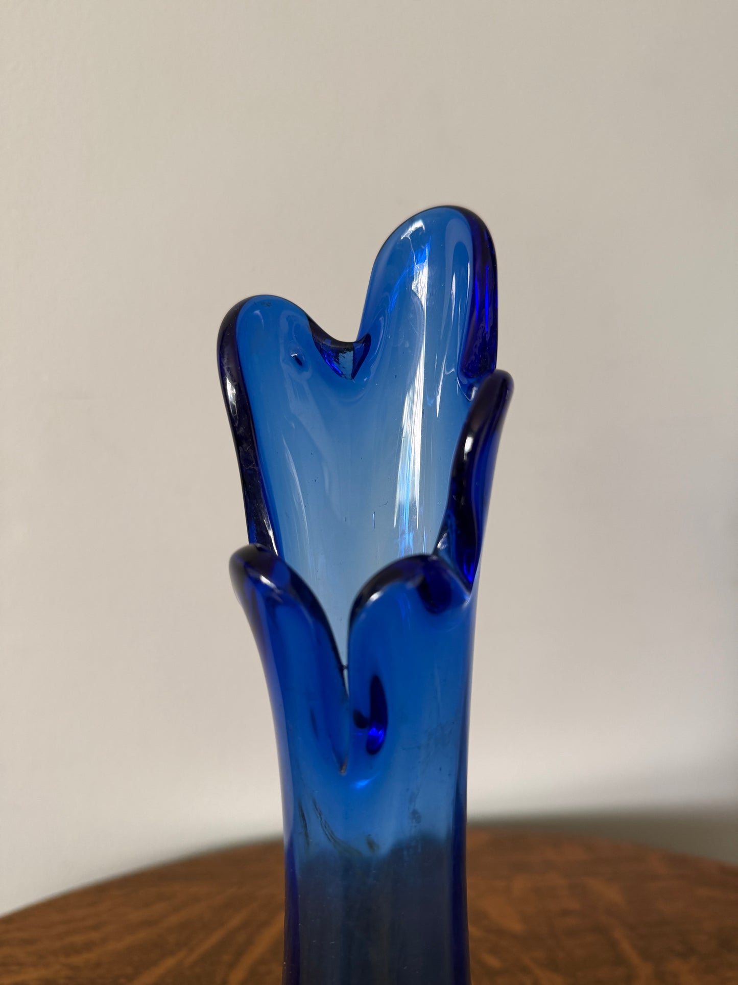 Vintage Cobalt Blue Art Glass Tall Bud Vase – 11”