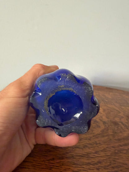 Vintage Cobalt Blue Art Glass Tall Bud Vase – 11”