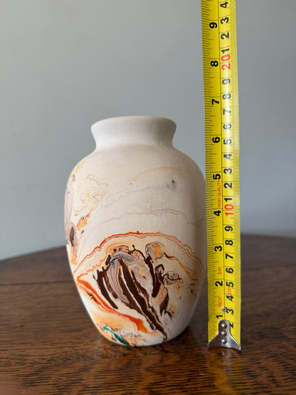 Handcrafted Art Pottery Vase – Marbled Earth Tone Decorative Ceramic Vase