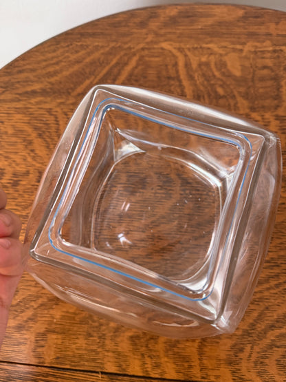 Vintage Clear Glass Candy Jar with Lid – Geometric Design