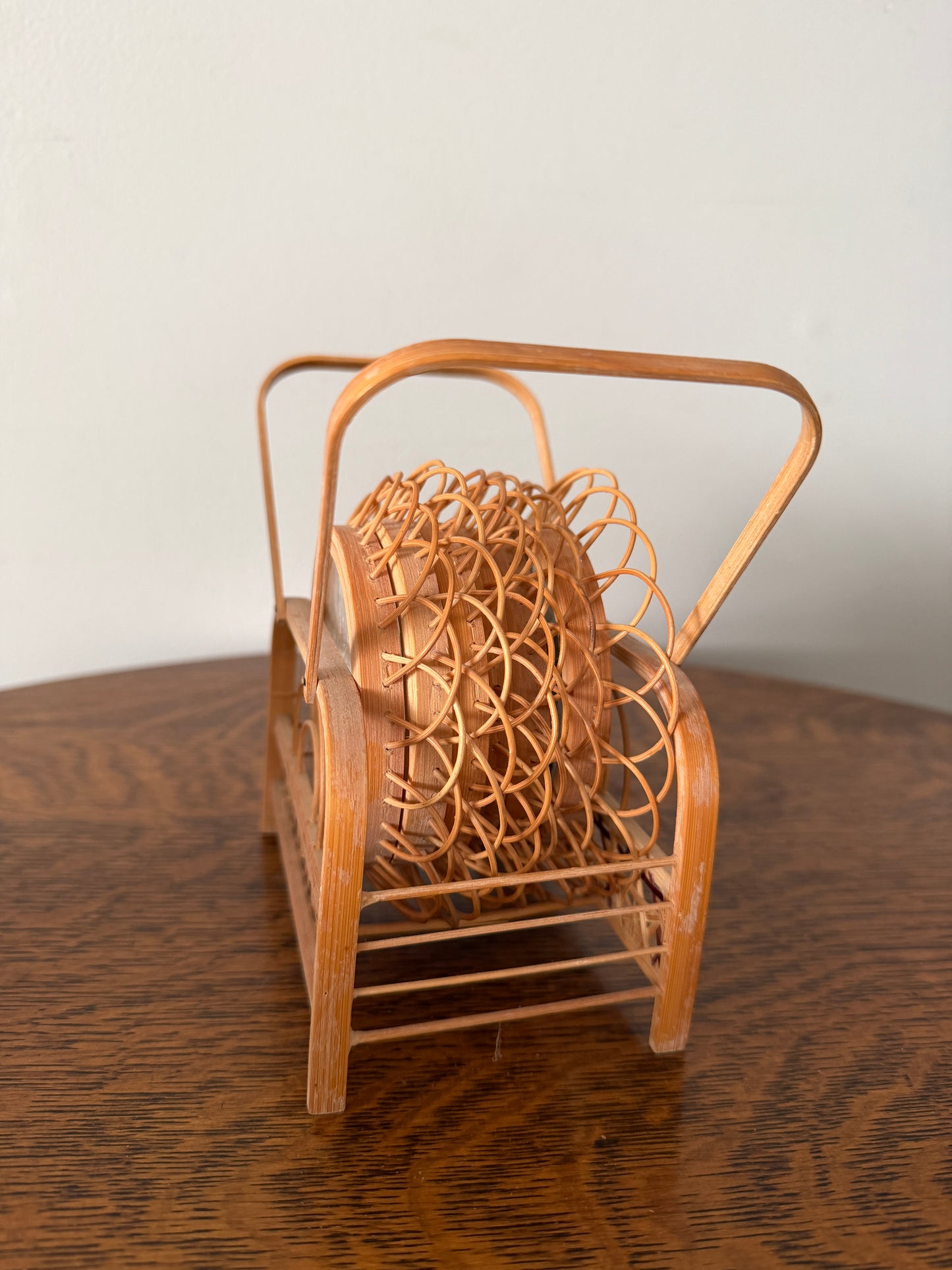 Vintage Butterfly Specimen Coaster Set with Rattan Stand – Set of 6