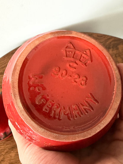 Vintage Carstens Tönnieshof West Germany Red Ceramic Lidded Canister – 90-28