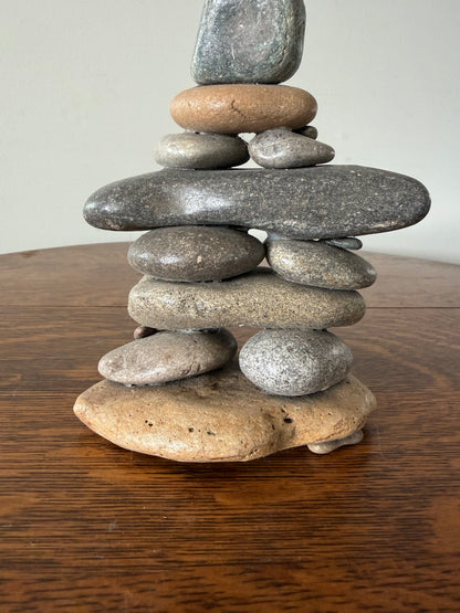 Handmade Stacked Stone Cairn Sculpture – Natural River Rock