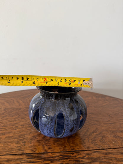 Handmade Blue Glazed Pottery Candle Lantern – Studio Ceramic Votive Holder