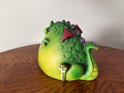 Whimsical Green Dragon Piggy Bank – Fantasy Coin Bank