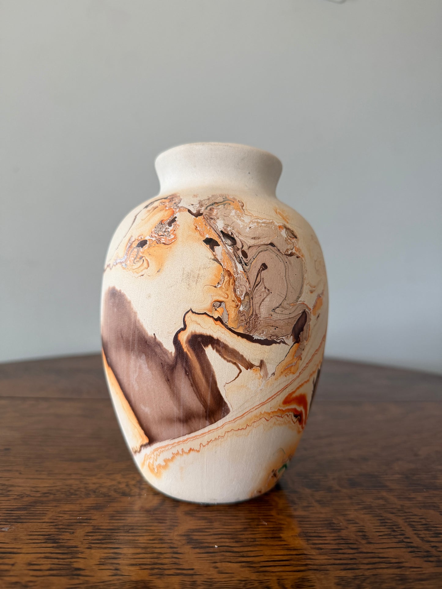 Handcrafted Art Pottery Vase – Marbled Earth Tone Decorative Ceramic Vase