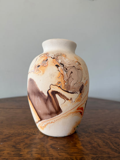 Handcrafted Art Pottery Vase – Marbled Earth Tone Decorative Ceramic Vase