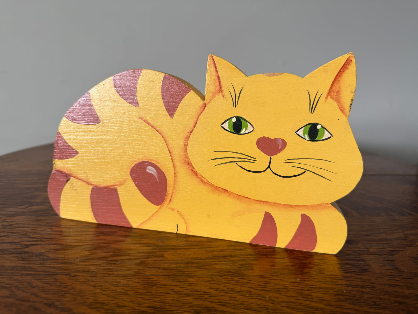 Vintage Hand-Painted Wooden Cat Door Stop – Barrington Woodstock Ontario