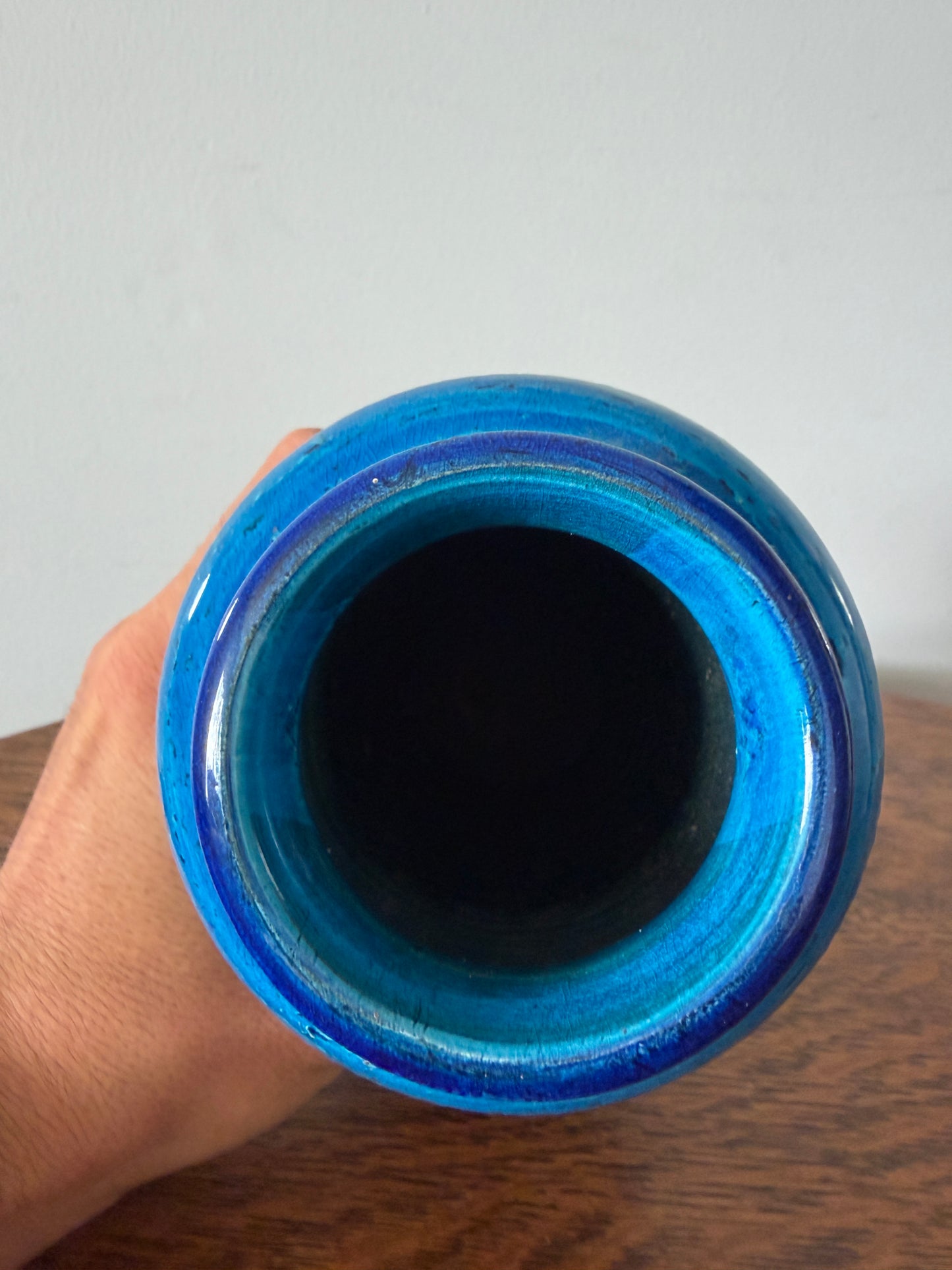 Vintage Italian Blue Paisley Ceramic Vase – Rosenthal Netter / Bitossi Style – 8”