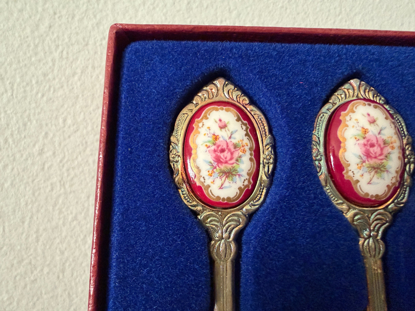 Vintage Japan S.P. on Steel Floral Teaspoons – Set of 6 in Original Box