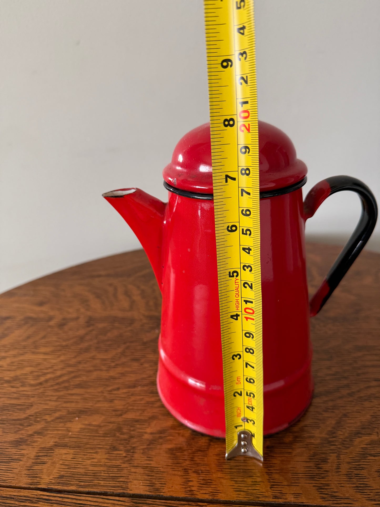 Vintage Red Polish Enamel Coffee Pot with Lid – Made in Poland