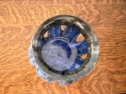 Handmade Blue Glazed Pottery Candle Lantern – Studio Ceramic Votive Holder