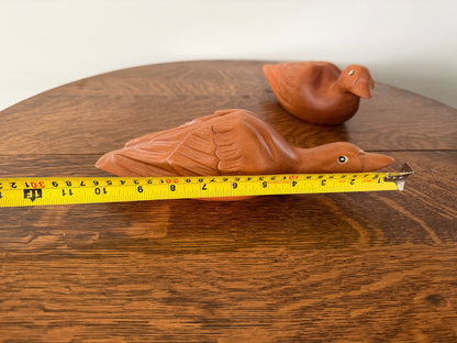 Vintage Hand-Carved Wooden Duck Figures – Set of 2
