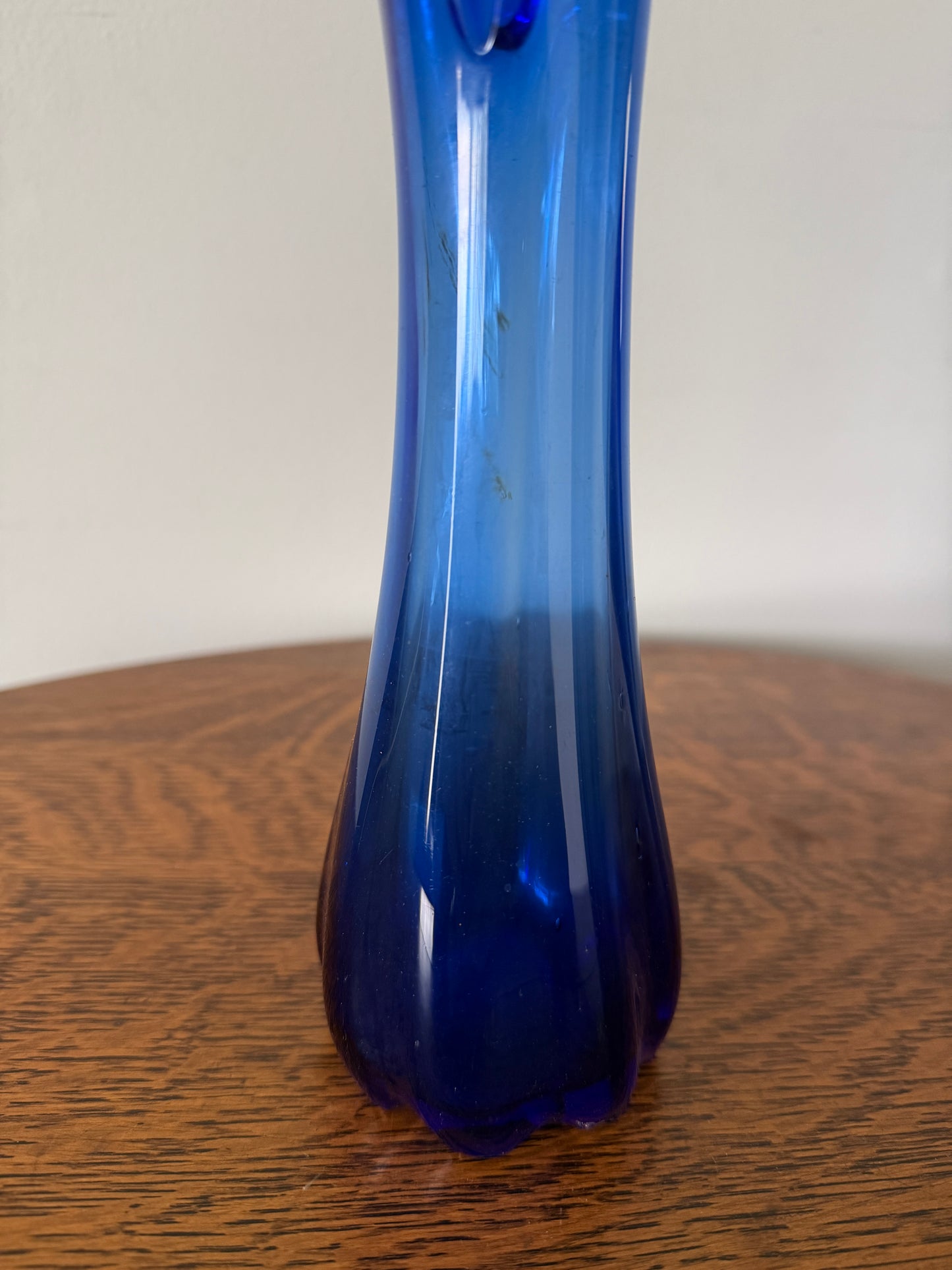 Vintage Cobalt Blue Art Glass Tall Bud Vase – 11”