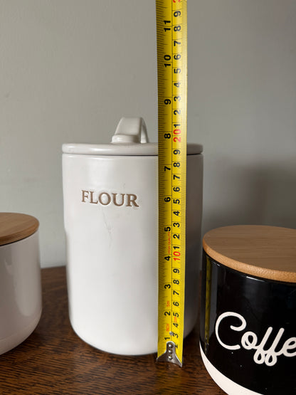 Set of 3 Ceramic Kitchen Canisters – Flour, Sugar & Coffee