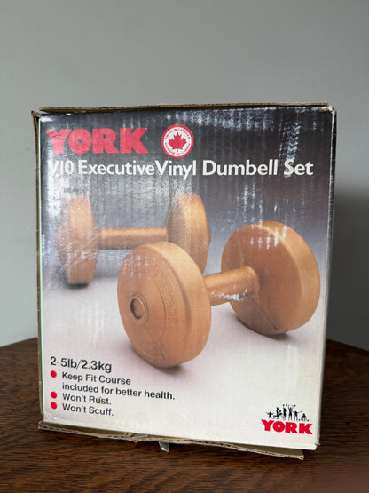 Vintage York V10 5 lb Vinyl Dumbbell Set – Made in Canada – Original Box