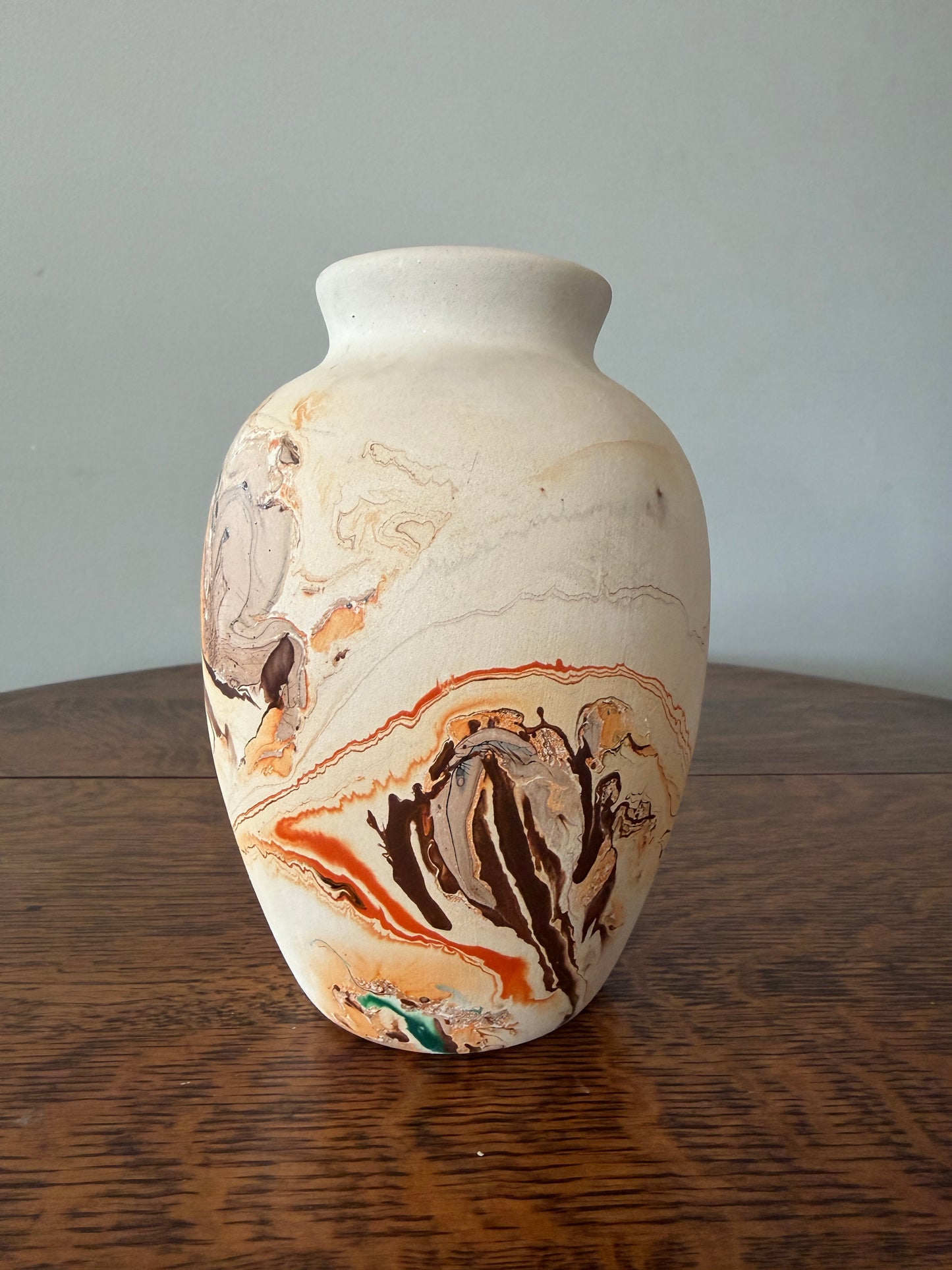 Handcrafted Art Pottery Vase – Marbled Earth Tone Decorative Ceramic Vase