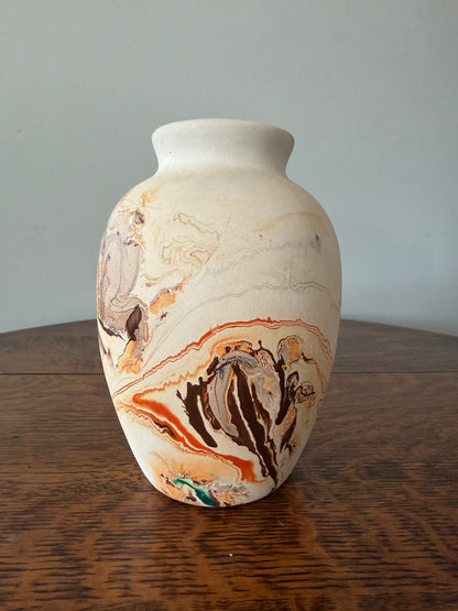 Handcrafted Art Pottery Vase – Marbled Earth Tone Decorative Ceramic Vase