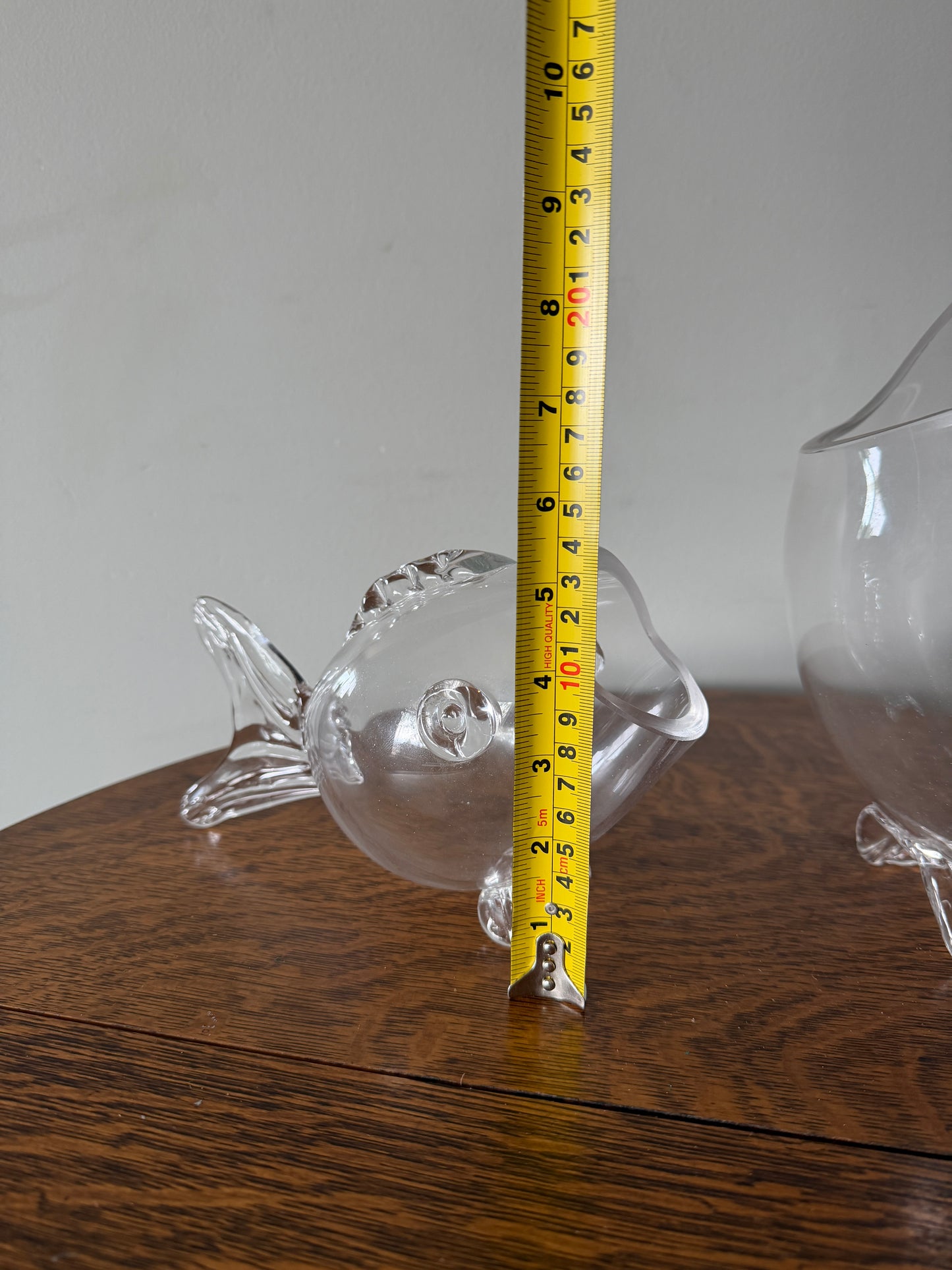 Pair of Clear Glass Fish Decorative Bowls / Vases