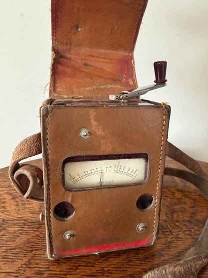 Vintage Hand-Crank 500V Megohmmeter Insulation Tester with Leather Case (UNTESTED)