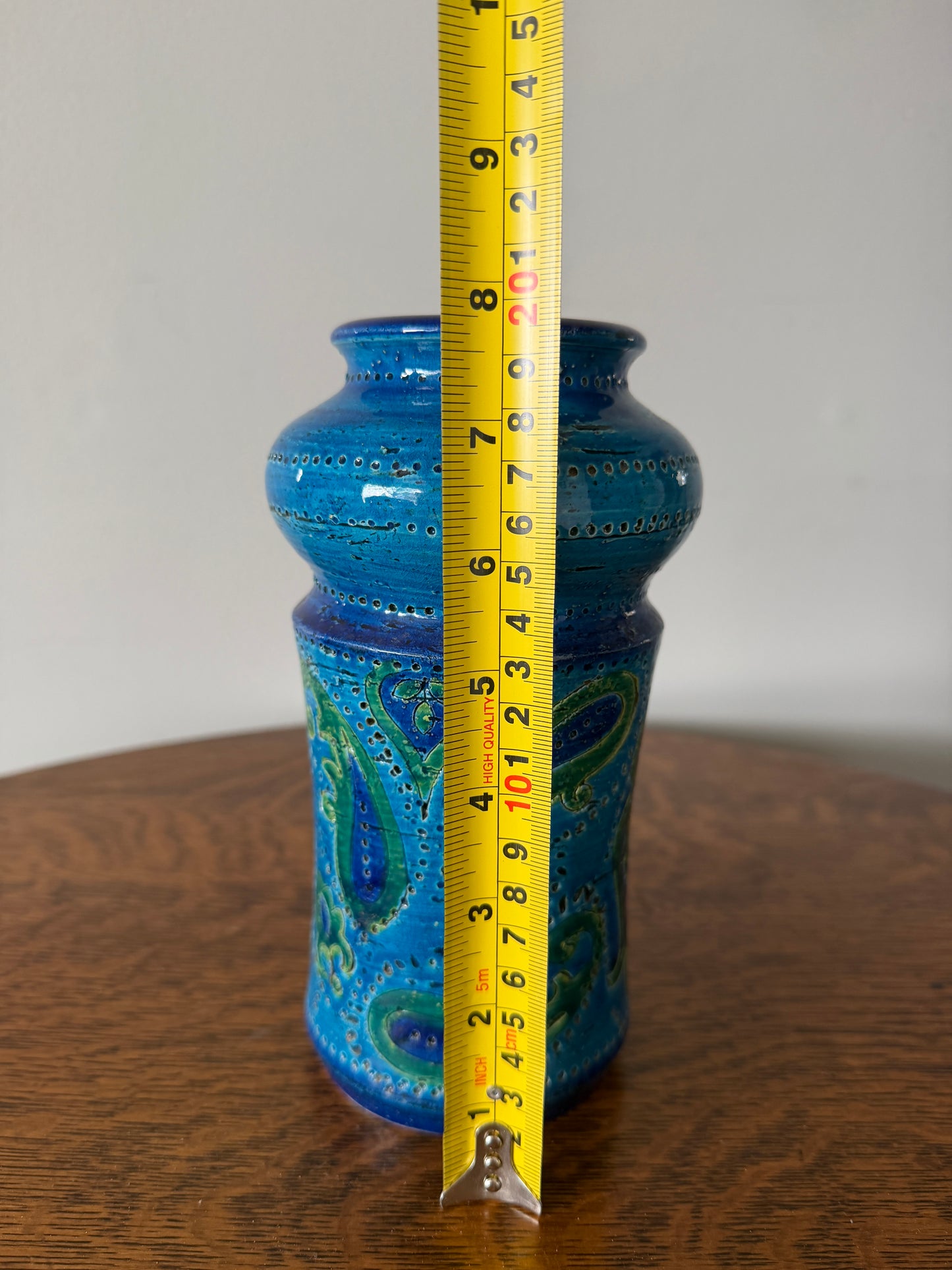 Vintage Italian Blue Paisley Ceramic Vase – Rosenthal Netter / Bitossi Style – 8”