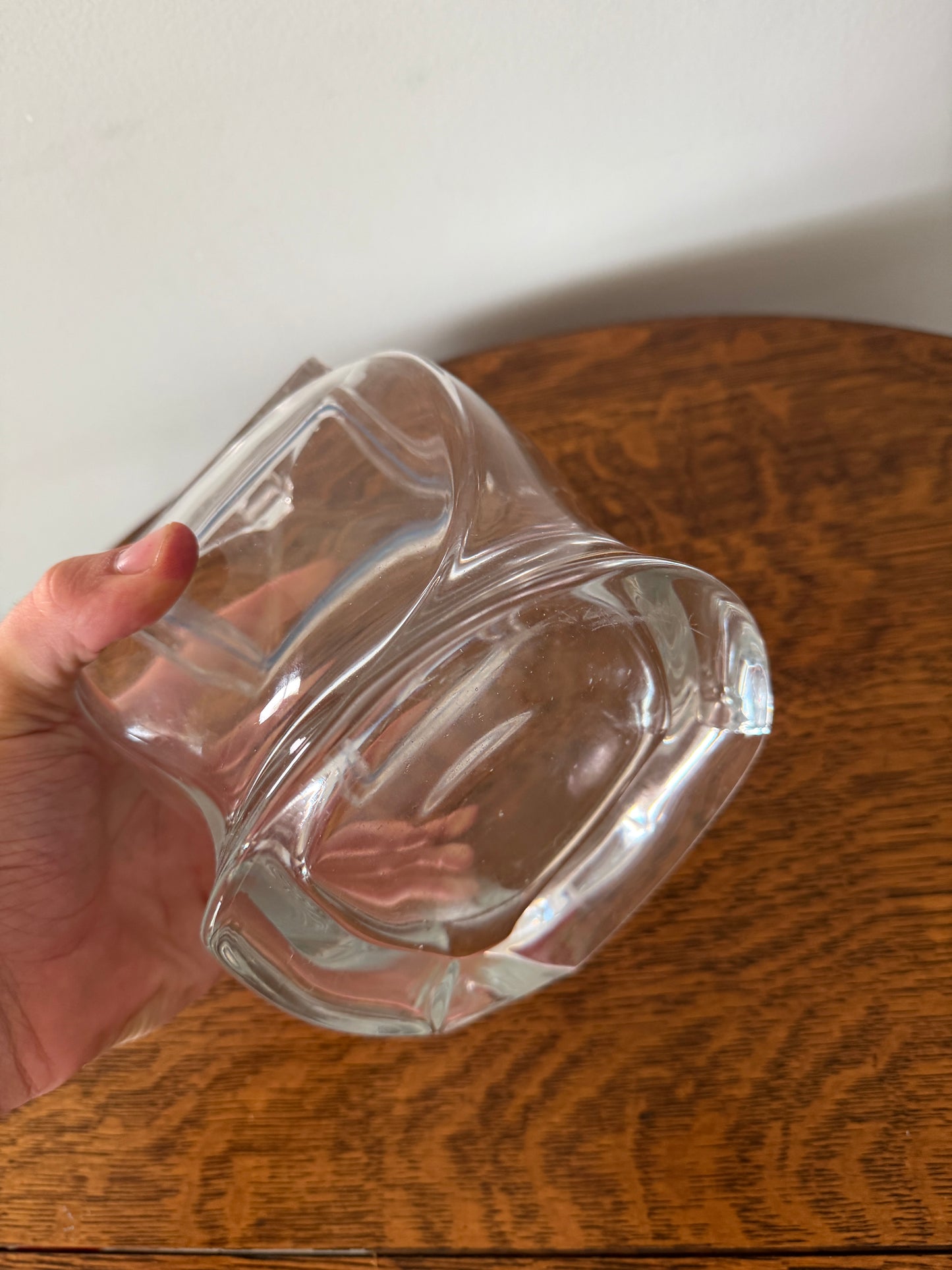 Vintage Clear Glass Candy Jar with Lid – Geometric Design