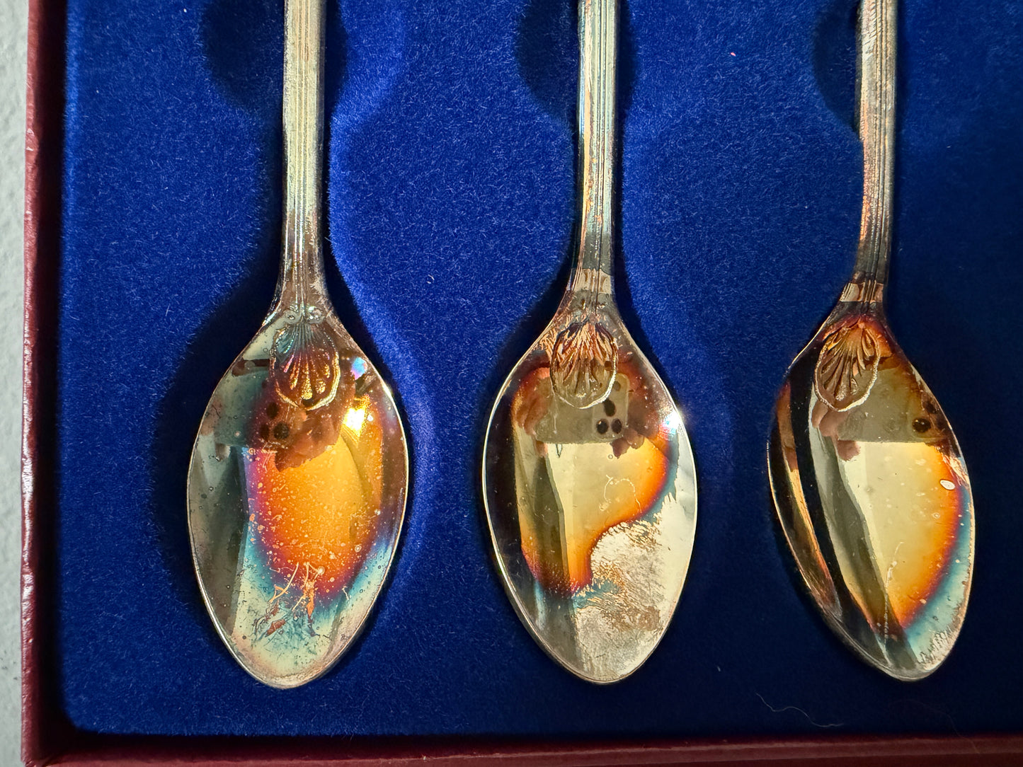 Vintage Japan S.P. on Steel Floral Teaspoons – Set of 6 in Original Box