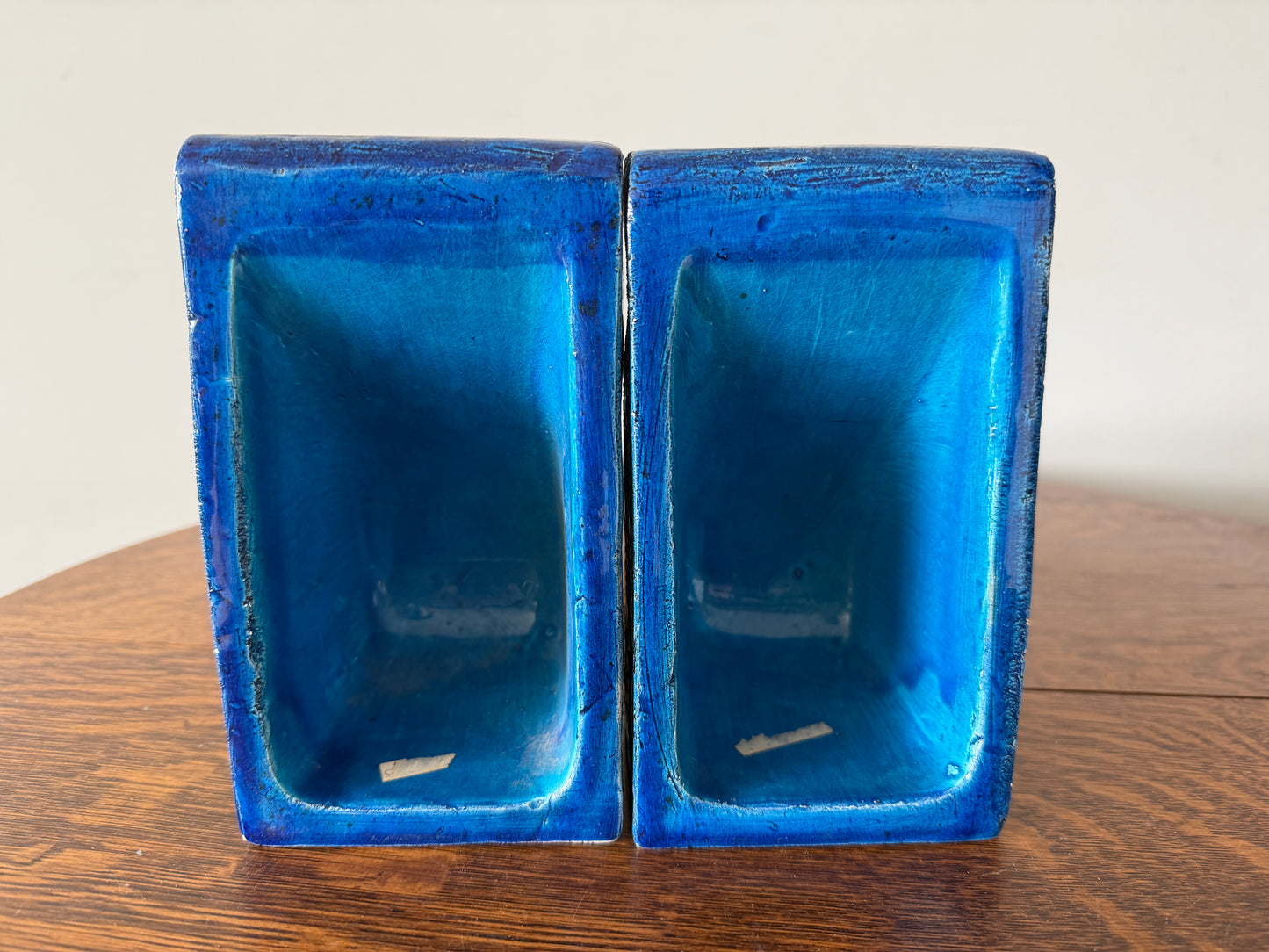 Vintage Rosenthal Netter Italian Ceramic Bookends – Blue Paisley – Pair