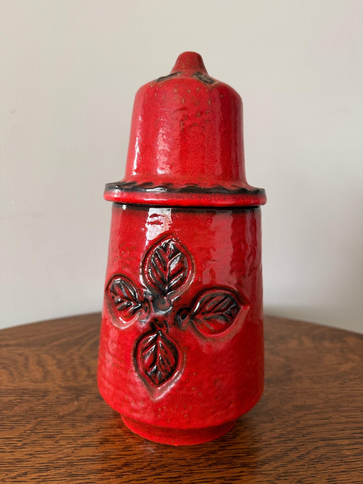 Vintage Carstens Tönnieshof West Germany Red Ceramic Lidded Canister – 90-28