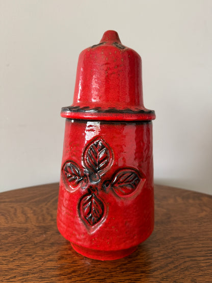 Vintage Carstens Tönnieshof West Germany Red Ceramic Lidded Canister – 90-28