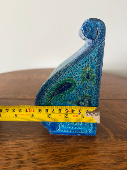 Vintage Rosenthal Netter Italian Ceramic Bookends – Blue Paisley – Pair