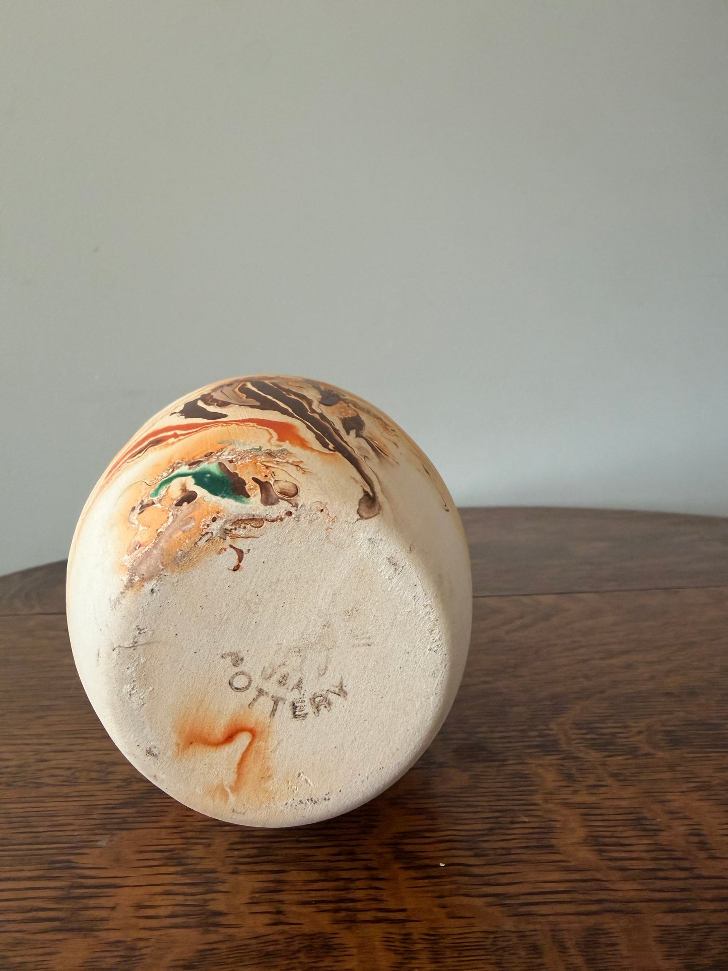 Handcrafted Art Pottery Vase – Marbled Earth Tone Decorative Ceramic Vase