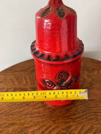Vintage Carstens Tönnieshof West Germany Red Ceramic Lidded Canister – 90-28
