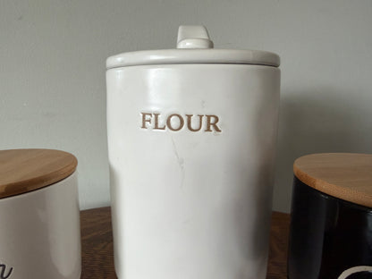 Set of 3 Ceramic Kitchen Canisters – Flour, Sugar & Coffee