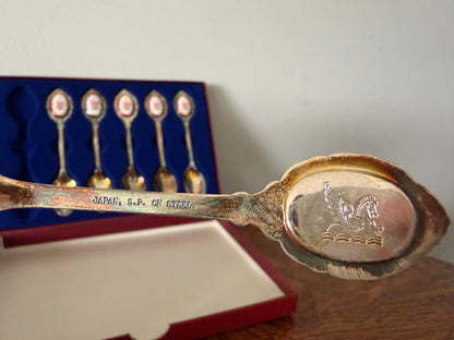 Vintage Japan S.P. on Steel Floral Teaspoons – Set of 6 in Original Box