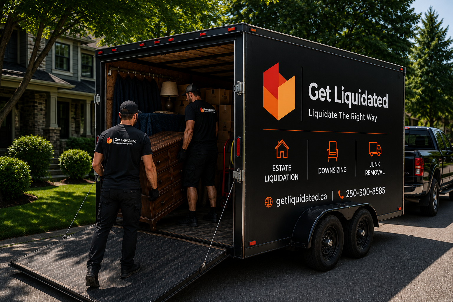 the get liquidated team handling a junk removal project in the kettle valley area of kelowna